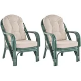 Set/2 Rattansessel NIAM Rattan Wintergarten Sessel Rattanmöbel (Blau-Grün)