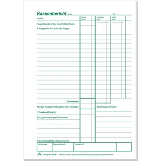 RNKVERLAG 3146 - Kassenbericht mit Vorsteuererfassung, Block mit 50 Blatt, DIN A5