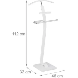 Relaxdays Herrendiener mit Ablage 112 x 46 x 32 cm Weiß