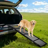 Hunderampe Auto Klappbar Extra Lang 180 cm Hundetreppe Auto mit Rutschfester Teppichoberfläche für Klein Mittel und Große Hunde Tragbare Rampe Hund für Auto SUV LKW Sofa und Bett