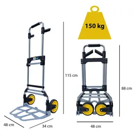 Baumarktplus Klappkarre XL Sackkarre klappbar Teleskopgriff bis 115 cm und großer Ladefläche Tragkraft 150 kg