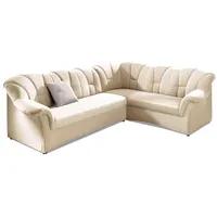 Ecksofa DOMO COLLECTION "Papenburg B/T/H: 242/190/84 cm L-Form", beige (creme), B:242cm H:84cm T:190cm, Struktur ( 90% Polyester, 10% Polyacryl);Microfaser PRIMABELLE (100% Polyester);Kunstleder SOFTLUX;Luxus-Microfaser (100% Polyester), Sofas, Ecksofa, wahlweise mit Bettfunktion, Langer Schenkel links oder rechts, Topseller