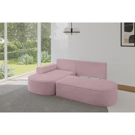 altdecor Eckcouch Cord mit Schlaffunktion 2-Sitzer Rosa
