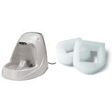 PetSafe Drinkwell Trinkbrunnen Platin, Filtert Wasser für Hunde und Katzen, BPA-freier Kunststoff, 5L Fassungsvermögen & Ersatz-Schaumfilter für Drinkwell Keramik- & Edelstahl-Trinkbrunnen 360, 2-Pack