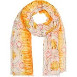 Stylebreaker Schal mit Batik Muster Metallic", Streifen, Leichtes Boho Style Tuch mit kurzen Fransen 01016230, Farbe:Gelb-Orange | Gr.: onesize