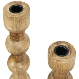 Boltze Kerzenständer-Set Bubbles Holz Braun