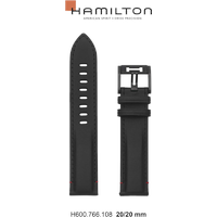 Hamilton Leder Khaki Aviation Band-set Leder-schwarz/rot-20/20 H690.766.108 - schwarz