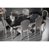 Casa Padrino Luxus Barock Esstisch Schwarz / Antik Silber 222 x 107 x H. 79 cm - Edler Massivholz Küchentisch - Esszimmer Möbel im Barockstil - Schwarz/Silber
