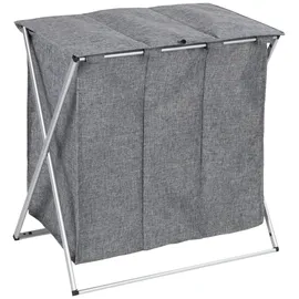 Wenko Wäschekorb Trio klappbar, 3-tlg. Aufteilung, grau