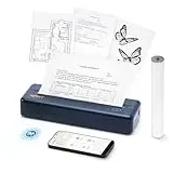 iDPRT MT890 Mobiler Drucker, Thermodrucker A4 Kompatibel mit Android und iOS, Bluetooth Tragbarer Drucker Nur Thermopapier für Reisen, Hause, Lernen, Büro, Schule- Blau