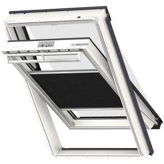 VELUX Vorteils-Set Hitzeschutz Plus FOP Manuell Uni Schwarz/Schwarz 1047, C04, GGU,Manuell,VELUX,weiße Schiene