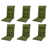 doppler® Hochlehnerauflage 6 er Set 7836 grün Gartenstuhl Auflagen Kissen Polster für Hochlehner, (Spar-Set, 6 St., 6 Auflagen), UV-beständig für Hochlehner-Stühle mit abnehmbaren Kopfkissen grün