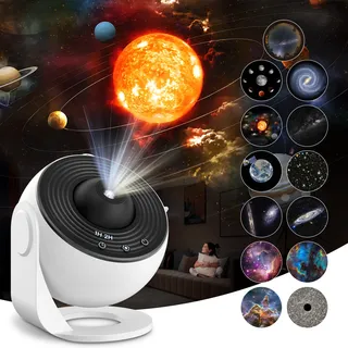 Macchiatto Sternenhimmelprojektor, Planetarium, Projektor, Galaxie mit 13 Filmscheiben, Nachtlicht, Projektor, 360 ° drehbar, für Schlafzimmer, Decke, Geschenke für Kinder und Erwachsene