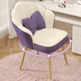 GBPLDMAQ BlumenföRmiger Schminktisch Stuhl, 360° Drehbarer Schminkhocker, Moderner Kosmetik Stuhl mit Hoher RüCkenlehne füR Schlafzimmer (Color : Purple)