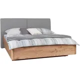 Valnatura Bett Silene, Grau, Eiche, Holz, Textil, Wildeiche, massiv, 120x210 cm, Lattenrosthöhe individuell einstellbar, in verschiedenen Holzarten erhältlich, Größen erhältlich, Schlafzimmer, Betten, Einzelbetten