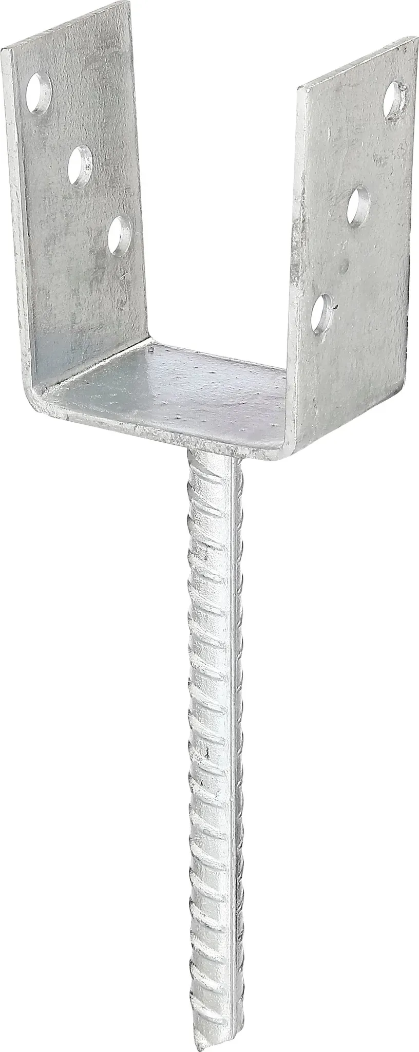 U-Pfostenträger ALBERTS, grau (feuerverzinkt), B:8,1cm T:6cm, Stahl, Bodenanker, feuerverzinkt, lichte Breite 81 mm, Länge Betonanker 200 mm