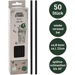 Trinkhalme schwarz wiederverwendbar 50er Set
