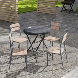Outsunny Gartentisch Ø 80 x 73 cm Silber