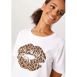 Aniston CASUAL T-Shirt in weiß-hellbraun-schwarz-braun | Gr.: 40/42,