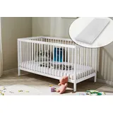 Kids Collective Babybett Kinderbett Gitterbett 60x120 und 70x140 cm mit Matratze höhenverstellbarer Lattenrost & herausnehmbare Sprossen stabiles ... | weiß