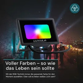 LUXULA LED Fluter 20 W Aluminium, Glas IP65 mit Fernbedienung schwarz