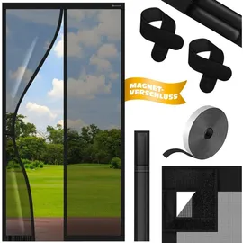 Kesser Magnet Fliegengitter Tür 90 x 200 cm Schwarz