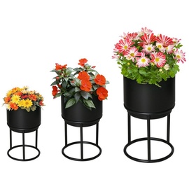 Outsunny Blumenständer mit Abflusslöcher schwarz Ø22 x 41H cm