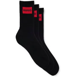 Hugo Rib Label 10267340 Socken 3 Paare Black 39-42