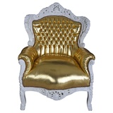 Sessel Barock Gold Armlehnstuhl Antik Stuhl Rokoko Armlehnsessel Kaminsessel