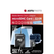 AgfaPhoto microSDHC 32GB Class 10 UHS-I U3 + SD-Adapter