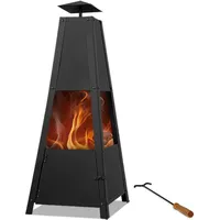 Gardebruk Gardebruk® Terrassenofen mit Abdeckung Schürhaken 102cm Groß Metall Feuerstelle Feuerkorb Terrasse Garten