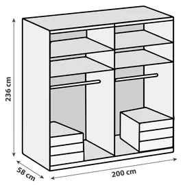 WIMEX Level 200 x 236 x 58 cm weiß/Grauglas
