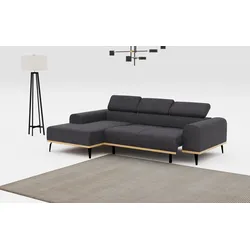 Ecksofa PLACES OF STYLE "Carlo L-Form", grau (lava), B:244cm T:157cm, Sofas, Kopfteilverstellung
