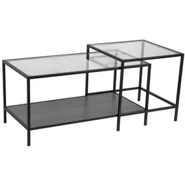 Actona Group Carryhome Satztisch Schwarz, Metall, Glas, 2-teilig, 50x45x90 cm, Wohnzimmer, Wohnzimmertische, Satztische