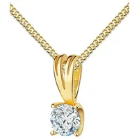 JEVELION Kette mit Anhänger Zirkonia Silber vergoldet - Made in Germany (Zirkoniakette, für Damen), Mit Panzerkette - Länge wählbar 36 - 70 cm.