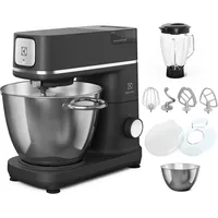 Electrolux Multifunktions-Knetmaschine, E6KM1-8BPT, mit Mixer, professioneller Planetenrührer, Schüssel 6 & 4 Liter, mit Schneebesen, 1200 W, Mattschwarz