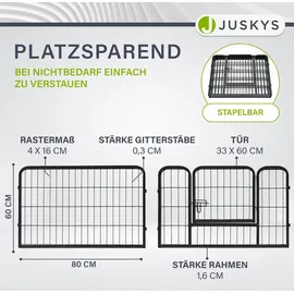 Juskys Welpenauslauf 8-teilig Metall Schwarz 160 cm x 160 cm x 60 cm