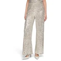 Betty & Co Damen Schlupfhose mit Pailletten 44, Cream/Silver - 44W