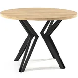 Feldmann-Wohnen Esstisch Randi (wählbar aus 16 verschiedenen Tischplatten- und 4 Gestellfarben, 1-St., pulverbeschichtetes Gestell, besonders attraktiv, schlicht elegant), 120/196x120x76cm ausziehbar weiß