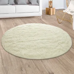 Hochflor-Teppich PACO HOME "Silky 591", gelb (vanille), H:37mm Ø:160cm, Polyester, Teppiche, Uni Farben, besonders weich und kuschelig