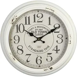 Wanduhr AMBIENTE HAUS "Wanduhr - weiss 37cm", weiß, B:37cm H:37cm T:5cm, Wanduhren