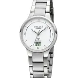 REGENT Damen Funkuhr Analog-Digital Metallarmband Silber