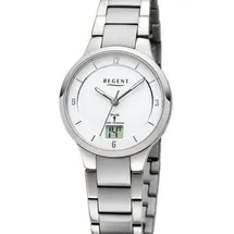 REGENT Damen Funkuhr Analog-Digital Metallarmband Silber