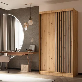 masseno Schwebetürenschrank LAMELLO 120 x 216 x 61 cm Braun