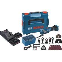 Bosch Professional Akku Multi Cutter 18 V Starlock Plus + 2x ProCore Akku 4,0 Ah + Ladegerät + 17 tlg. Zubehör + L-Boxx
