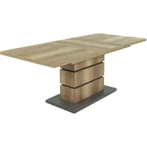 byLIVING Esszimmertisch BEA/Esstisch ausziehbar Eiche-Optik hell-braun/Esszimmer-Tisch Applikationen und Bodenplatte anthrazit/Küchen-Tisch mit Auszug, Breite 140 cm