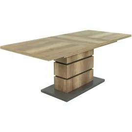 byLIVING Esszimmertisch BEA/Esstisch ausziehbar Eiche-Optik hell-braun/Esszimmer-Tisch Applikationen und Bodenplatte anthrazit/Küchen-Tisch mit Auszug, Breite 140 cm