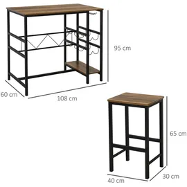 Homcom Bartisch-Set Spanplatte, Stahl