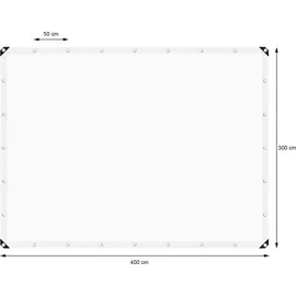 ECD Germany Abdeckplane Gewebeplane mit Ösen 3x4m 260g/m2 Weiß