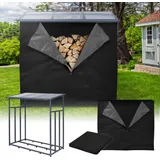 ML-Design Kaminholzregal aus Metall inkl. Abdeckung, 187,5x185 cm, Anthrazit, Brennholzregal Außen 2,3 m3 - Dunkelgrau